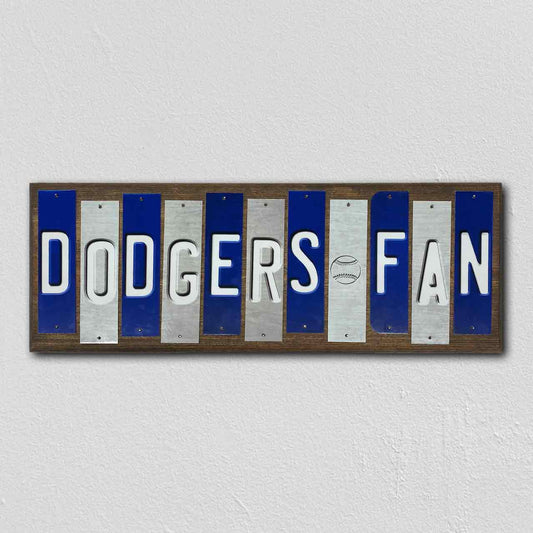 Dodgers Fan Team Colors Baseball Fun Strips Novelty Wood Sign WS-635