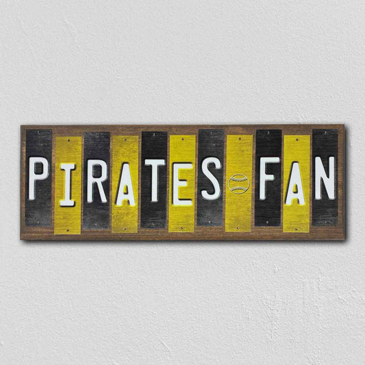 Pirates Fan Team Colors Baseball Fun Strips Novelty Wood Sign WS-645
