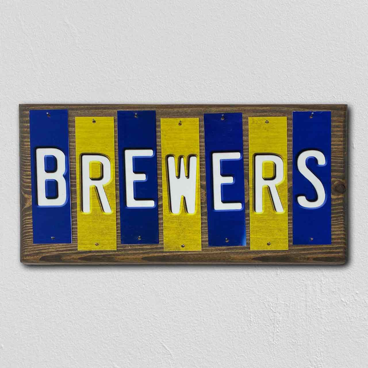 Brewers Team Colors Baseball Fun Strips Novelty Wood Sign WS-646