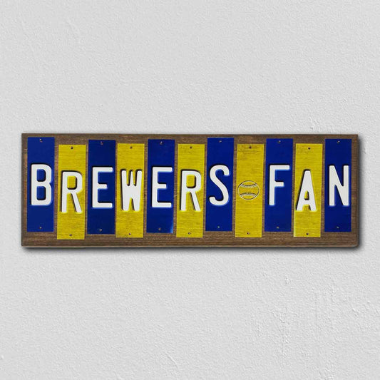 Brewers Fan Team Colors Baseball Fun Strips Novelty Wood Sign WS-647
