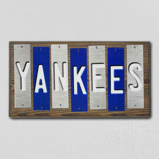 Yankees Team Colors Baseball Fun Strips Novelty Wood Sign WS-648