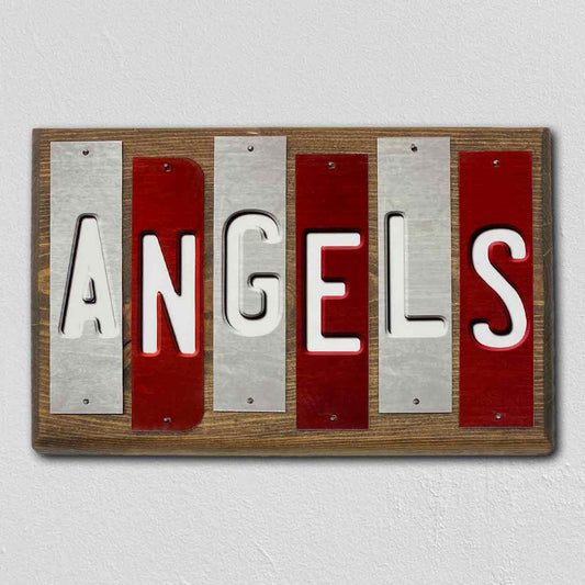 Angels Team Colors Baseball Fun Strips Novelty Wood Sign WS-654