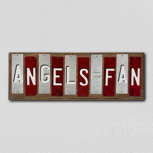 Angels Fan Team Colors Baseball Fun Strips Novelty Wood Sign WS-655