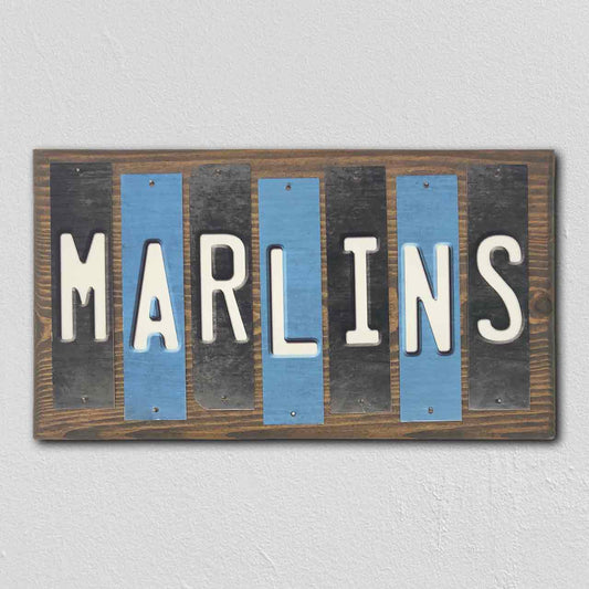 Marlins Team Colors Baseball Fun Strips Novelty Wood Sign WS-656