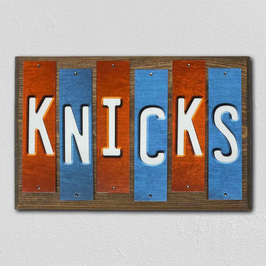 Knicks Team Colors Basketball Fun Strips Novelty Wood Sign WS-664