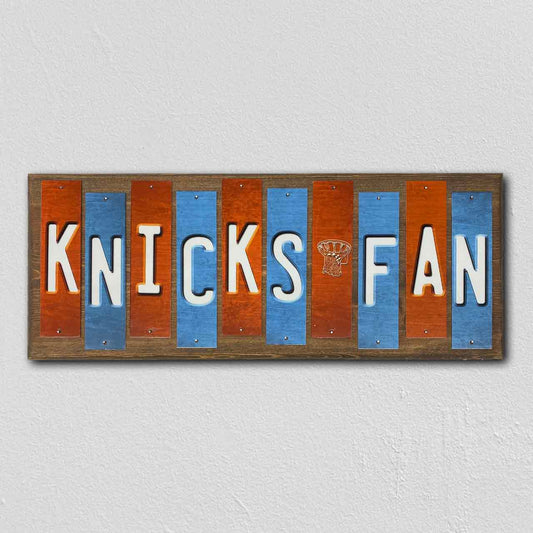 Knicks Fan Team Colors Basketball Fun Strips Novelty Wood Sign WS-665