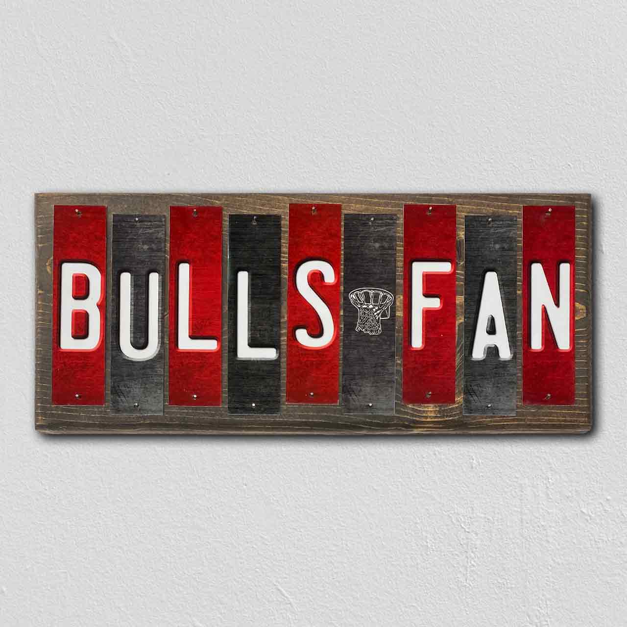 Bulls Fan Team Colors Basketball Fun Strips Novelty Wood Sign WS-669