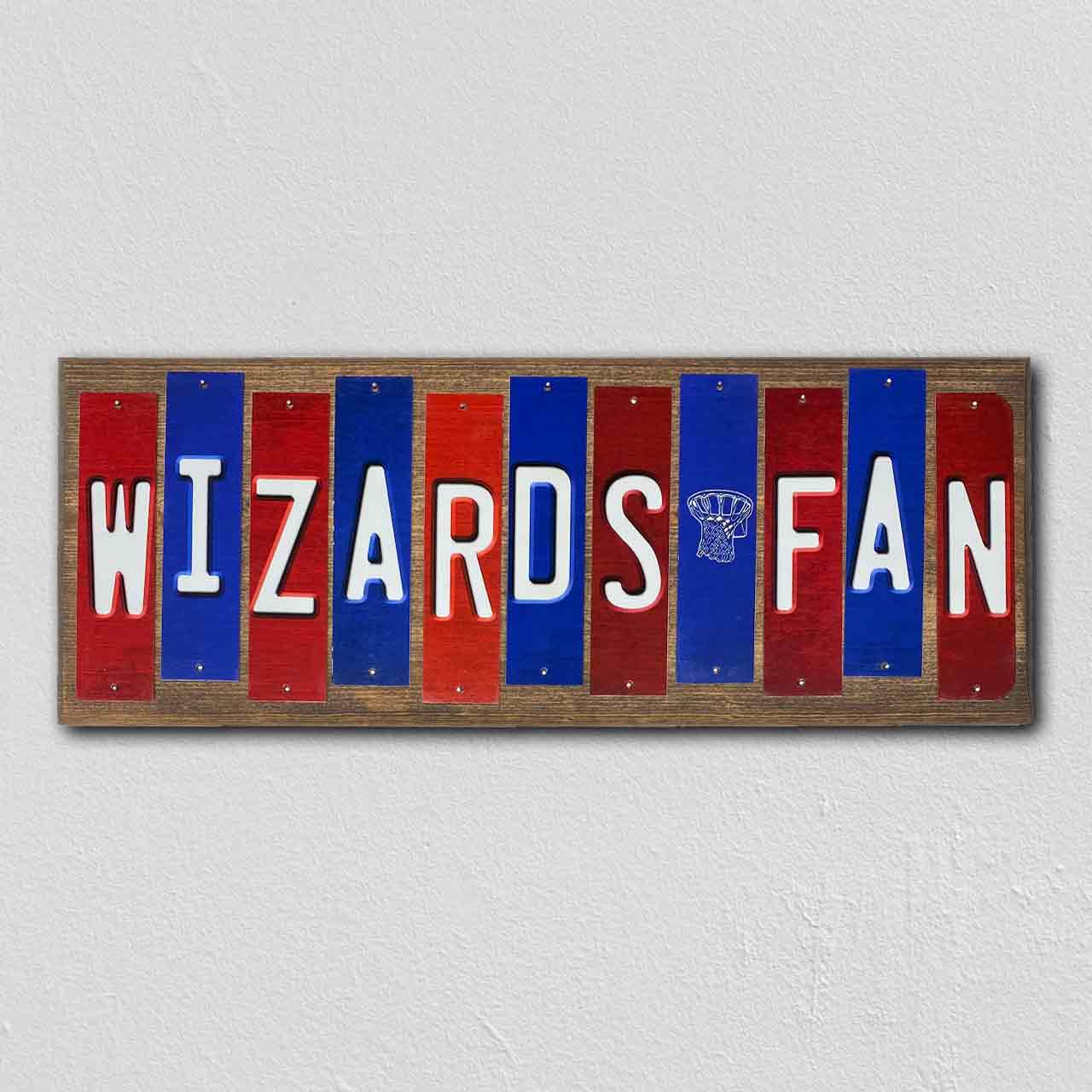 Wizards Fan Team Colors Basketball Fun Strips Novelty Wood Sign WS-677