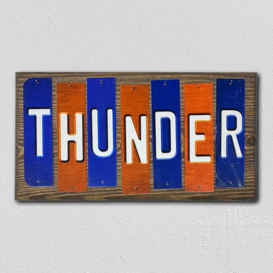 Thunder Team Colors Basketball Fun Strips Novelty Wood Sign WS-686