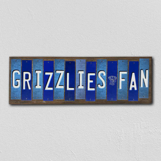 Grizzlies Fan Team Colors Basketball Fun Strips Novelty Wood Sign WS-689