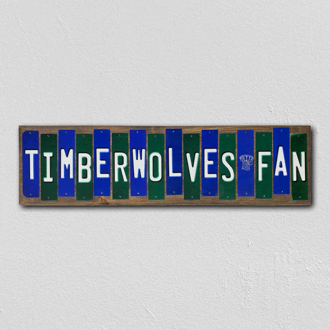 Timberwolves Fan Team Colors Basketball Fun Strips Novelty Wood Sign WS-697