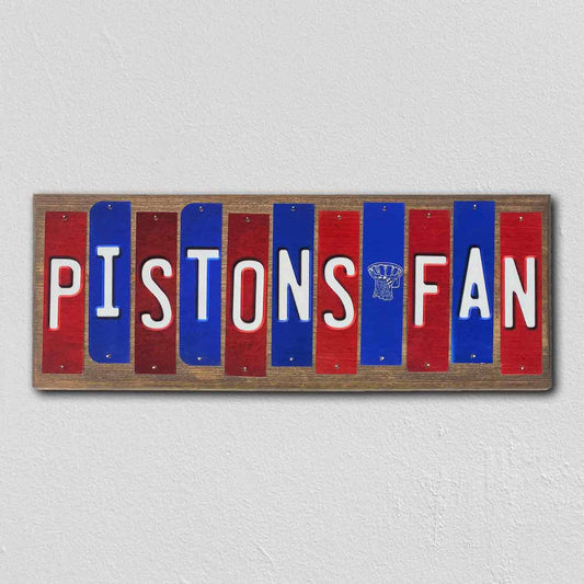 Pistons Fan Team Colors Basketball Fun Strips Novelty Wood Sign WS-703