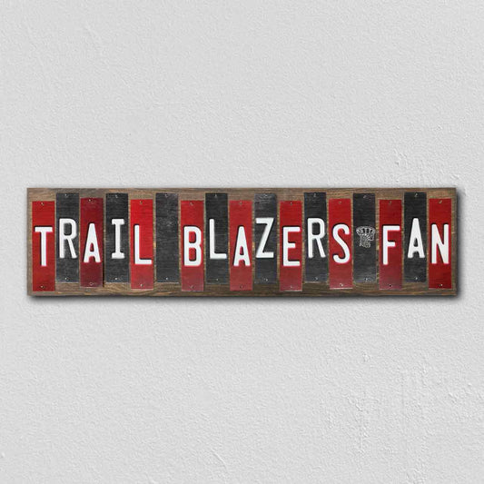 Trail Blazers Fan Team Colors Basketball Fun Strips Novelty Wood Sign WS-715