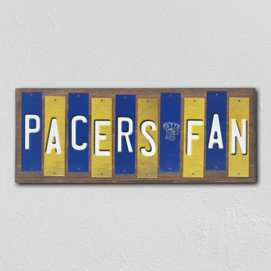 Pacers Fan Team Colors Basketball Fun Strips Novelty Wood Sign WS-717