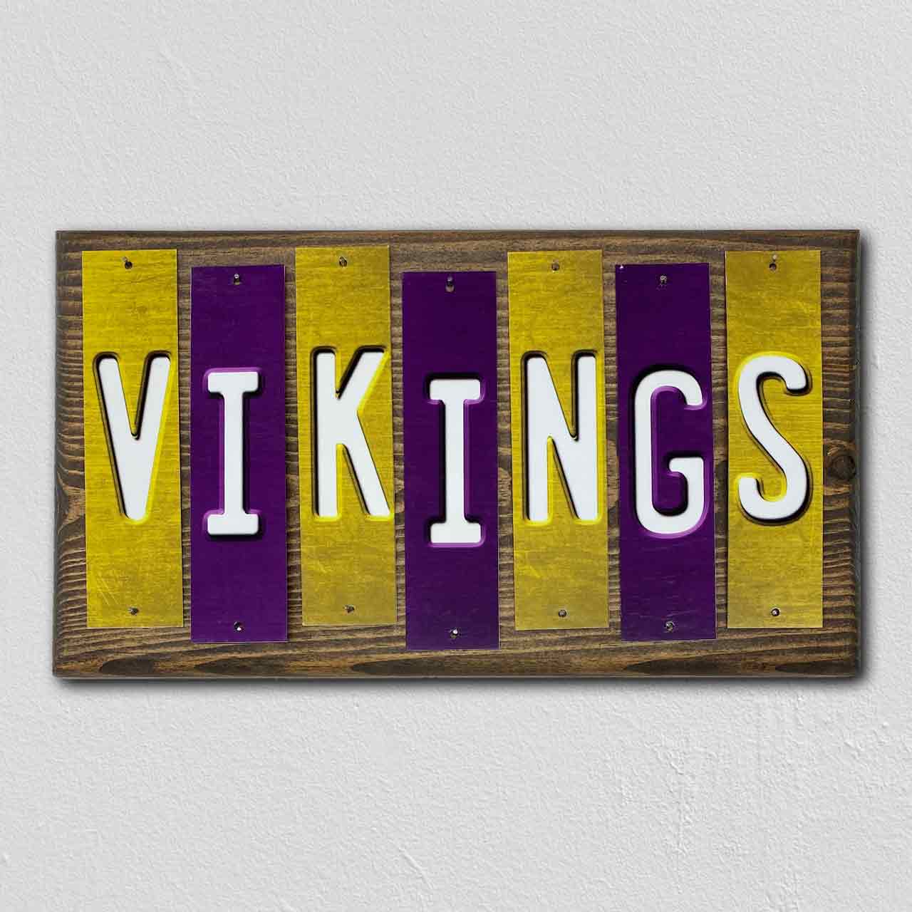 Vikings Team Colors Football Fun Strips Novelty Wood Sign WS-736