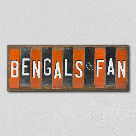 Bengals Fan Team Colors Football Fun Strips Novelty Wood Sign WS-745