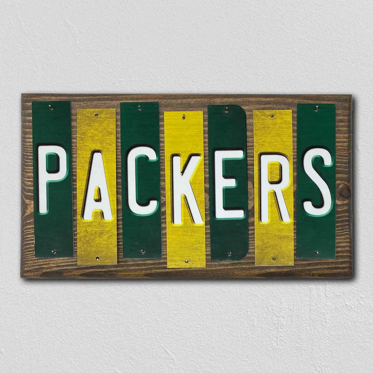 Packers Team Colors Football Fun Strips Novelty Wood Sign WS-746