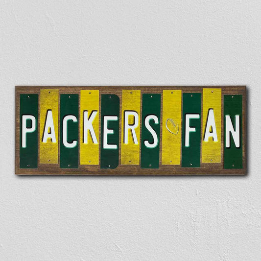 Packers Fan Team Colors Football Fun Strips Novelty Wood Sign WS-747