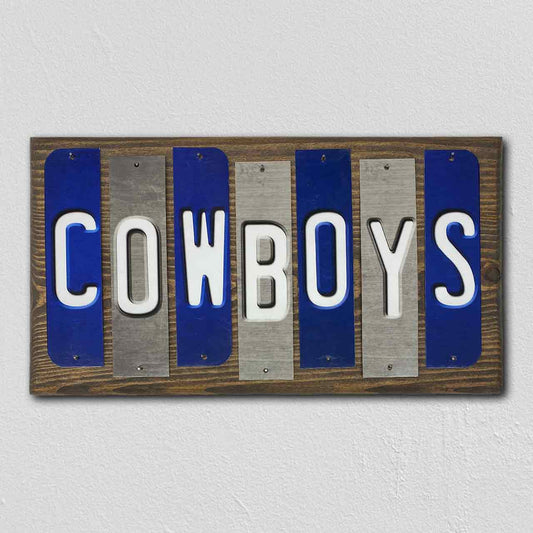 Cowboys Team Colors Football Fun Strips Novelty Wood Sign WS-750