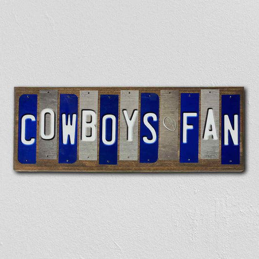 Cowboys Fan Team Colors Football Fun Strips Novelty Wood Sign WS-751
