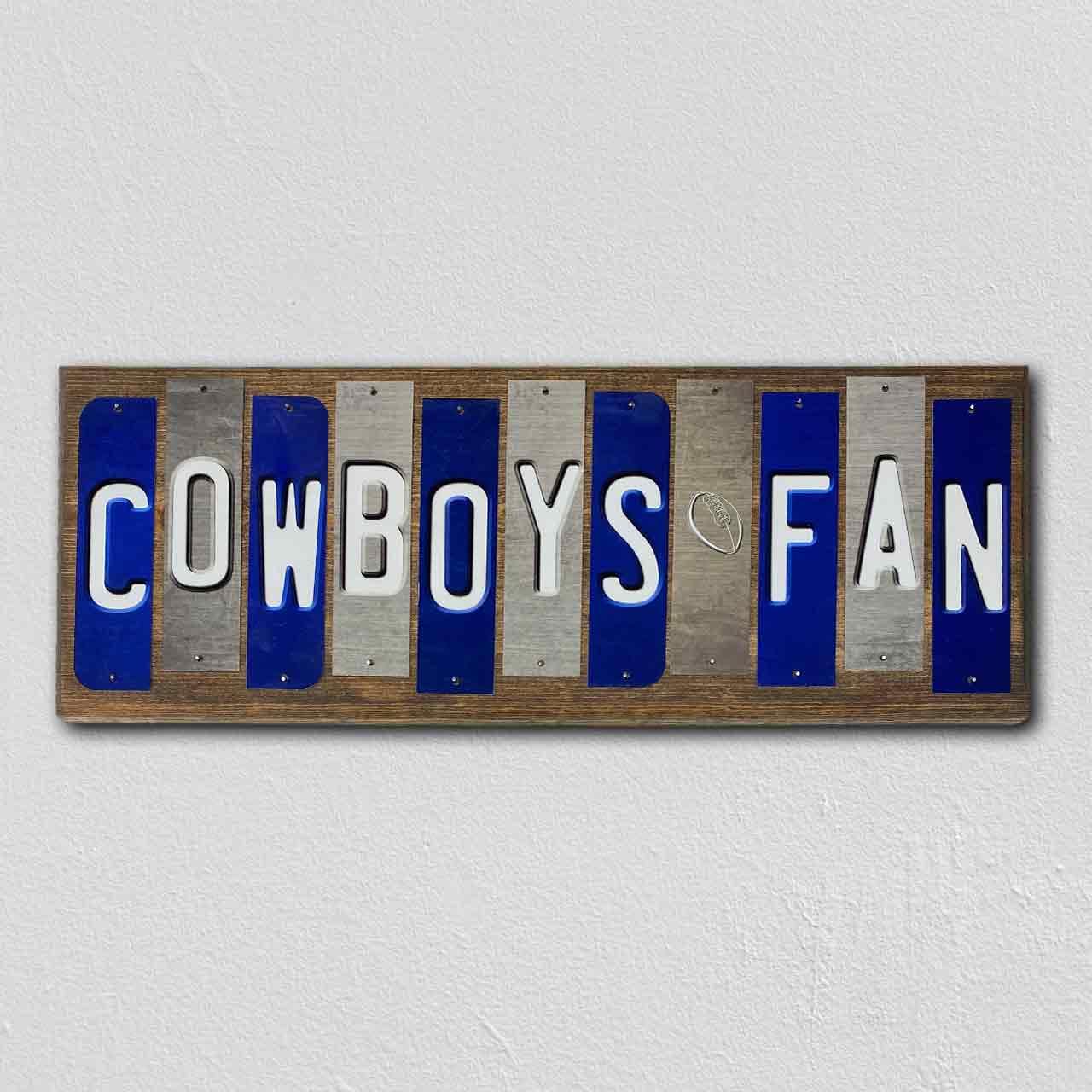 Cowboys Fan Team Colors Football Fun Strips Novelty Wood Sign WS-751