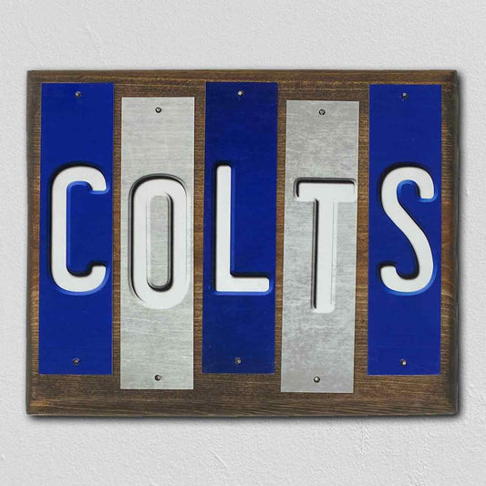 Colts Team Colors Football Fun Strips Novelty Wood Sign WS-752