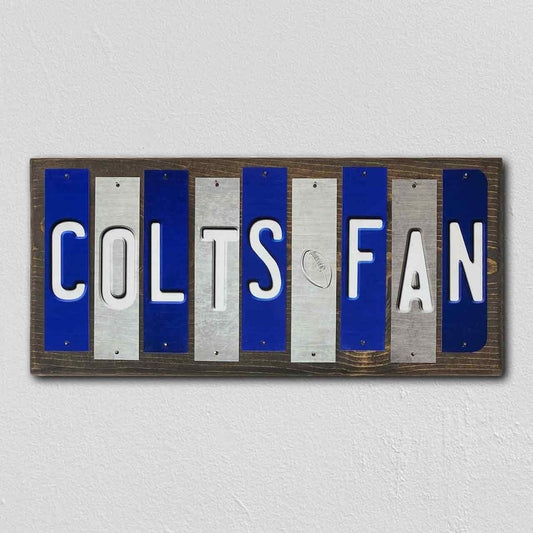Colts Fan Team Colors Football Fun Strips Novelty Wood Sign WS-753