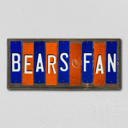 Bears Fan Team Colors Football Fun Strips Novelty Wood Sign WS-757