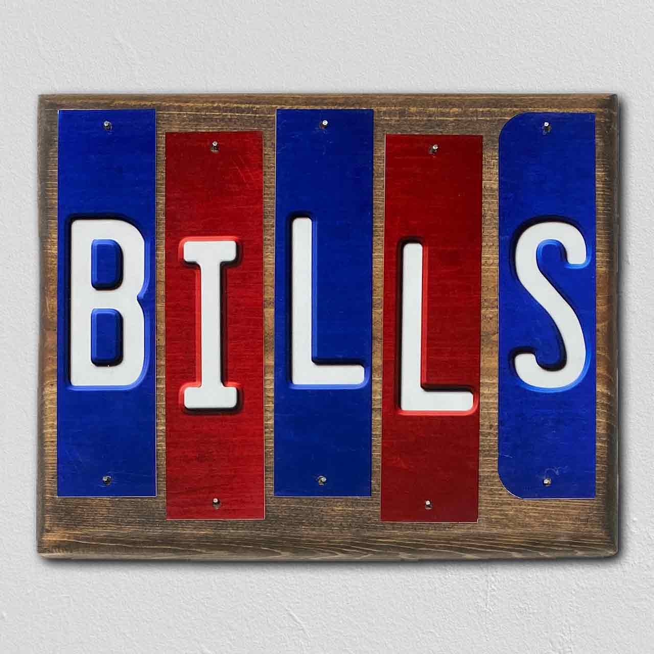 Bills Team Colors Football Fun Strips Novelty Wood Sign WS-758