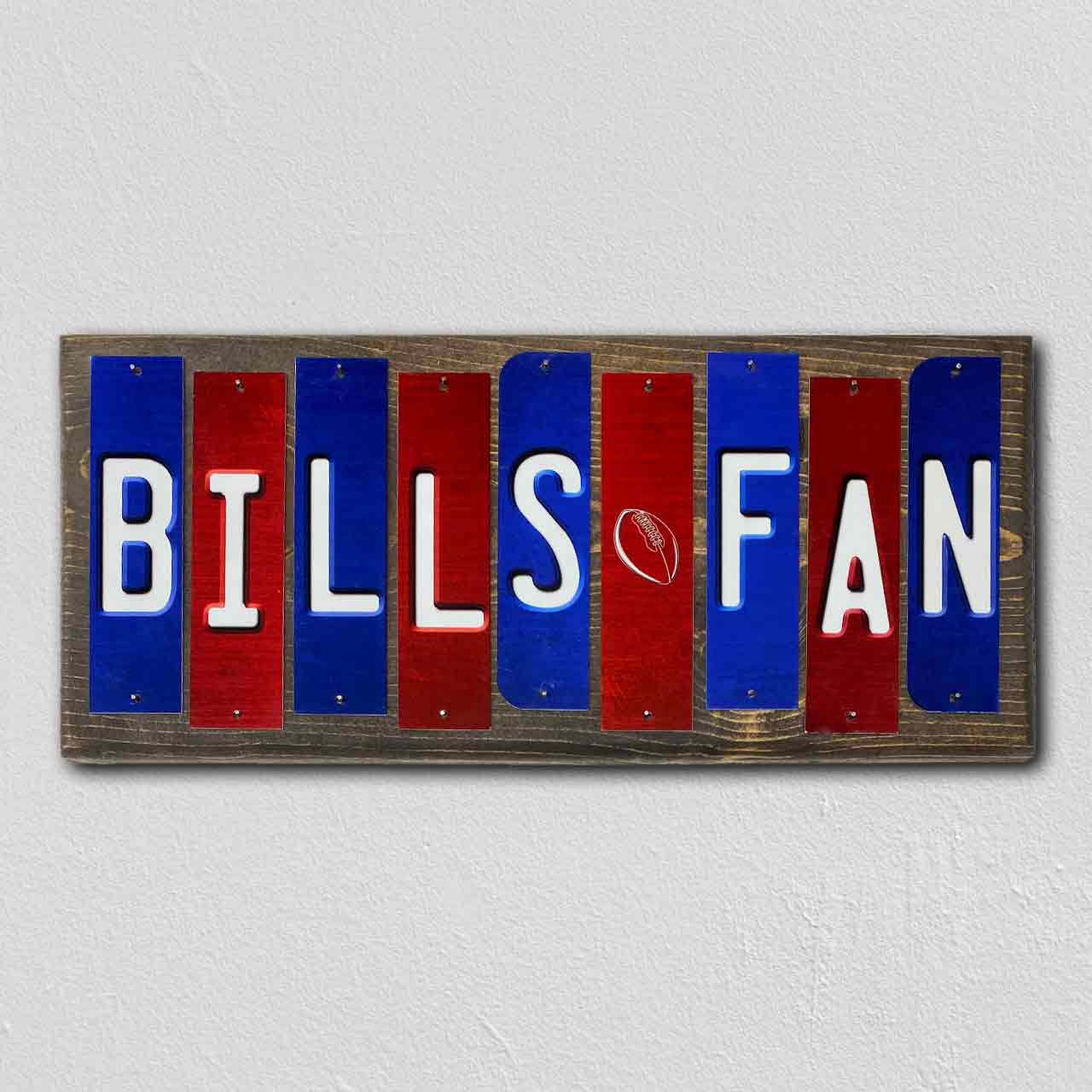 Bills Fan Team Colors Football Fun Strips Novelty Wood Sign WS-759