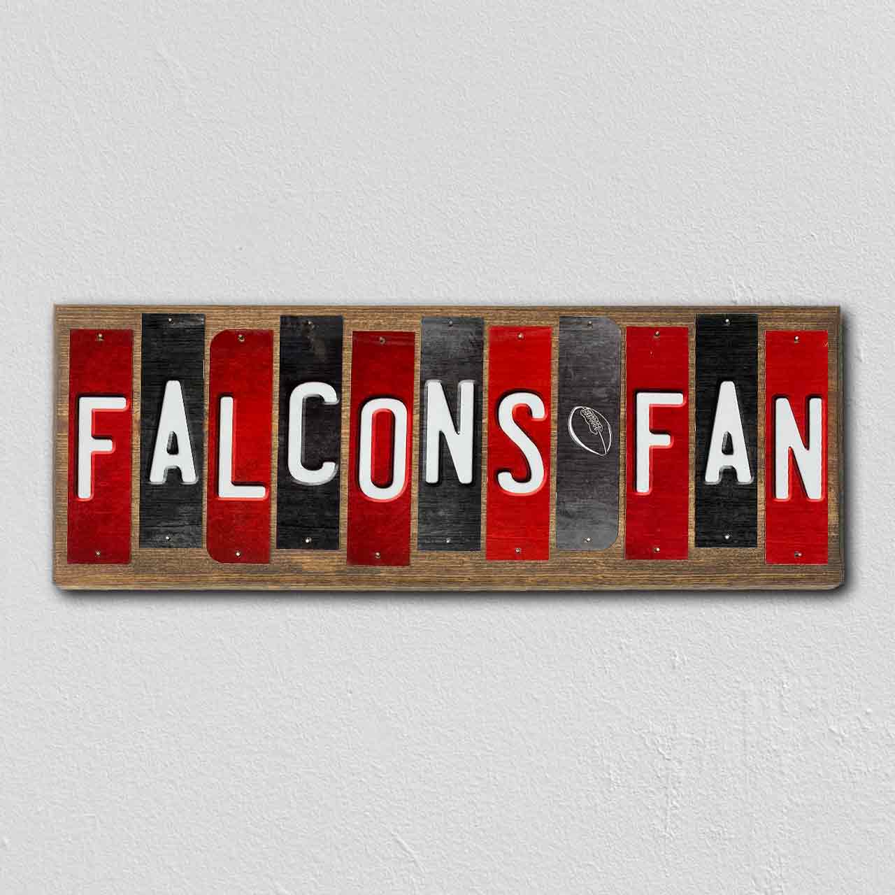 Falcons Fan Team Colors Football Fun Strips Novelty Wood Sign WS-761