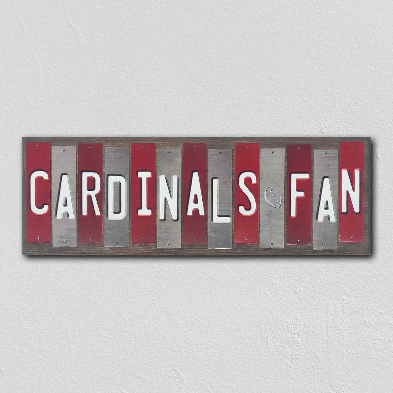 Cardinals Fan Team Colors Football Fun Strips Novelty Wood Sign WS-767
