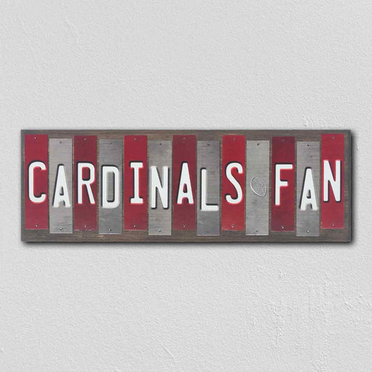 Cardinals Fan Team Colors Football Fun Strips Novelty Wood Sign WS-767