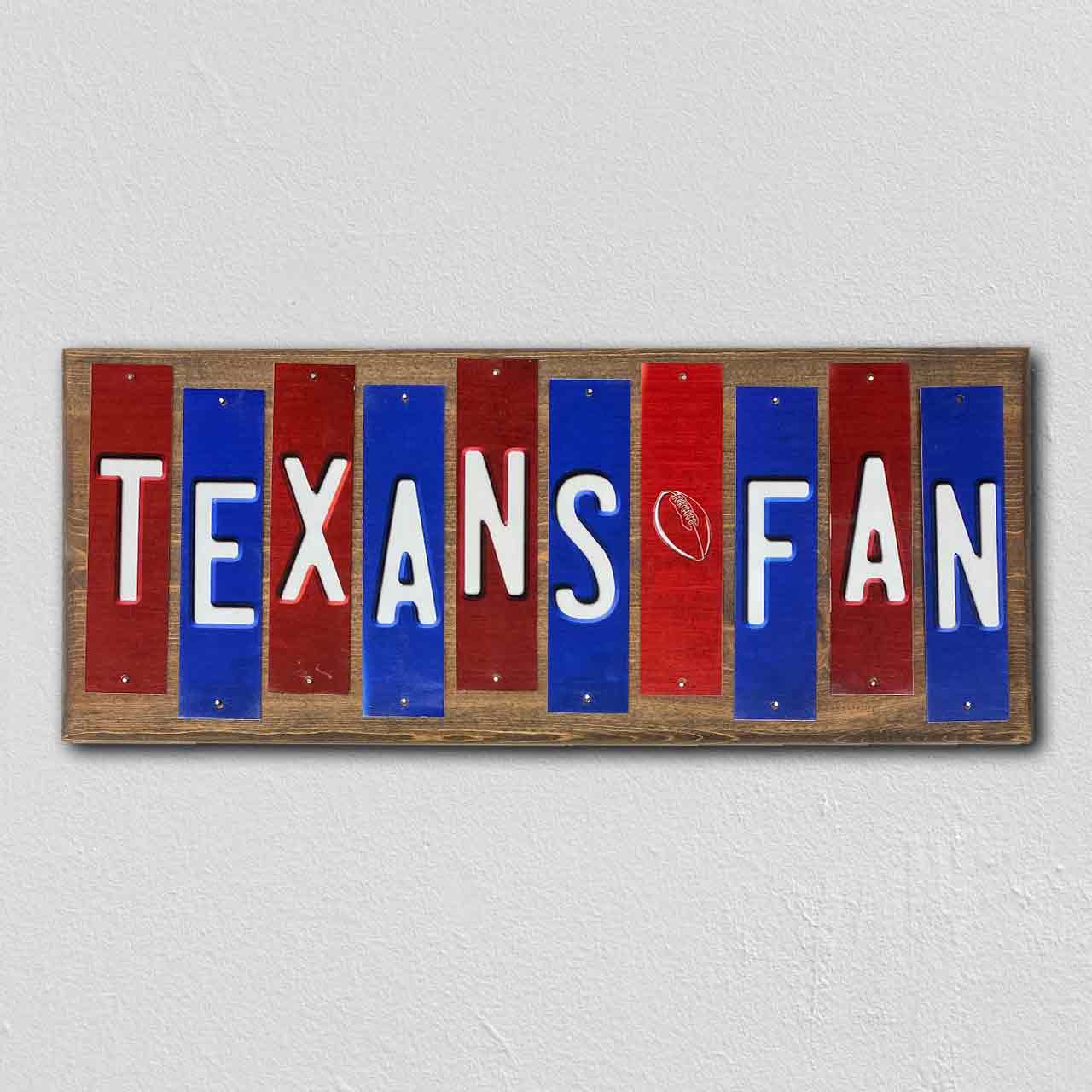 Texans Fan Team Colors Football Fun Strips Novelty Wood Sign WS-775