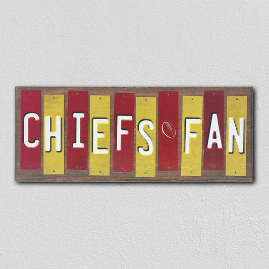 Chiefs Fan Team Colors Football Fun Strips Novelty Wood Sign WS-781