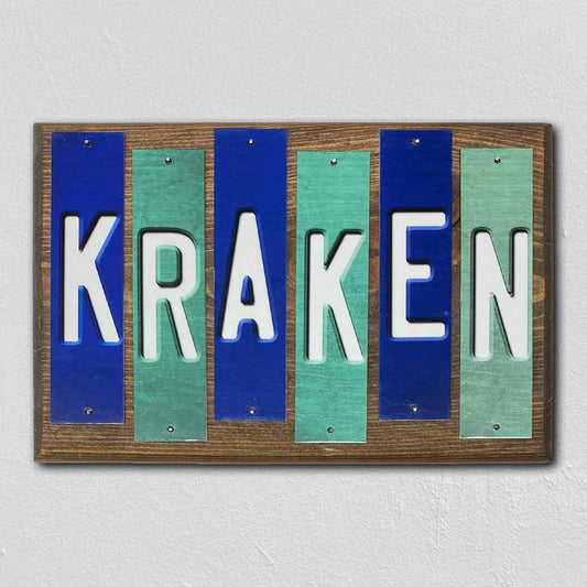 Kraken Team Colors Hockey Fun Strips Novelty Wood Sign WS-784