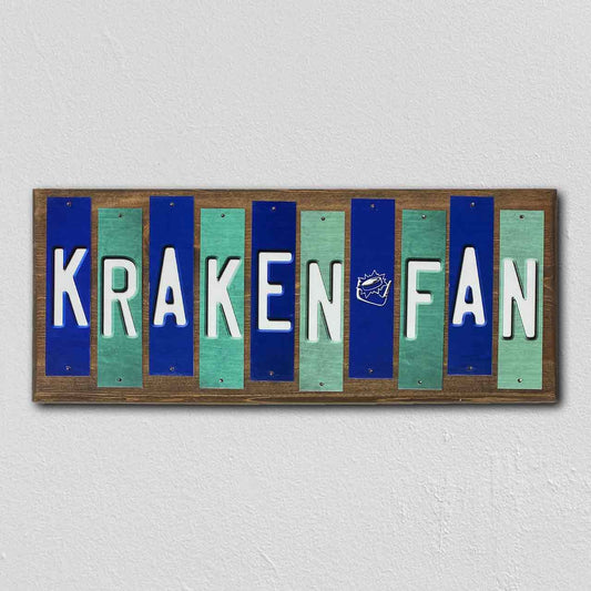 Kraken Fan Team Colors Hockey Fun Strips Novelty Wood Sign WS-785