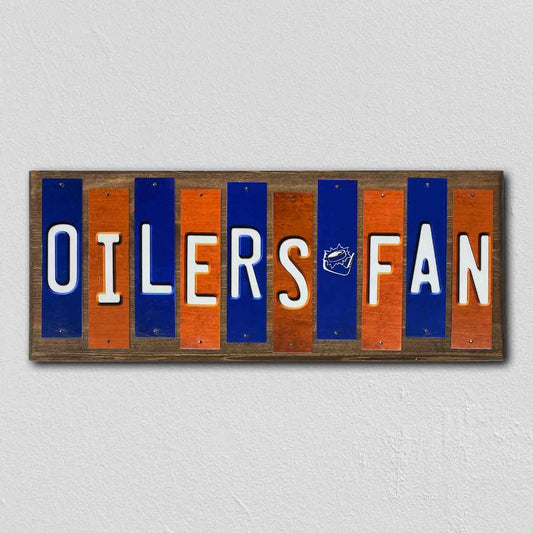 Oilers Fan Team Colors Hockey Fun Strips Novelty Wood Sign WS-787
