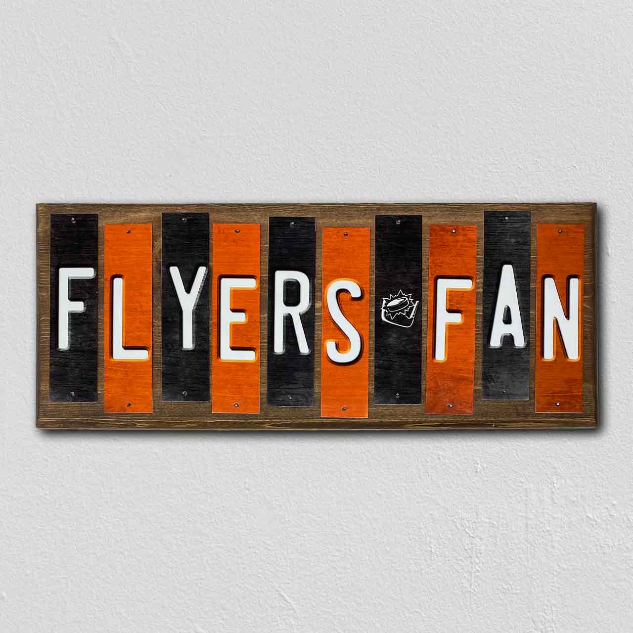 Flyers Fan Team Colors Hockey Fun Strips Novelty Wood Sign WS-791