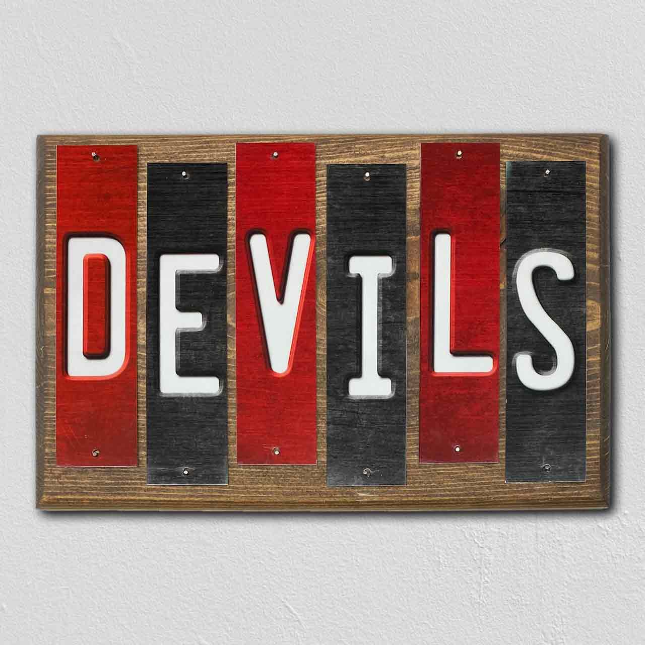 Devils Team Colors Hockey Fun Strips Novelty Wood Sign WS-792