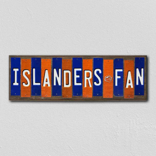 Islanders Fan Team Colors Hockey Fun Strips Novelty Wood Sign WS-807