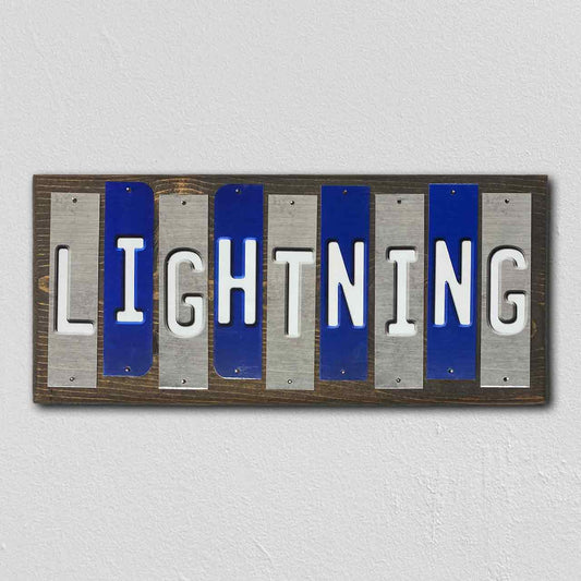 Lightning Team Colors Hockey Fun Strips Novelty Wood Sign WS-810