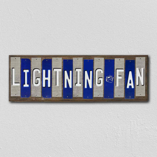 Lightning Fan Team Colors Hockey Fun Strips Novelty Wood Sign WS-811