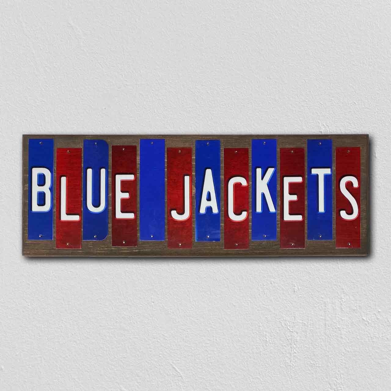 Blue Jackets Team Colors Hockey Fun Strips Novelty Wood Sign WS-820