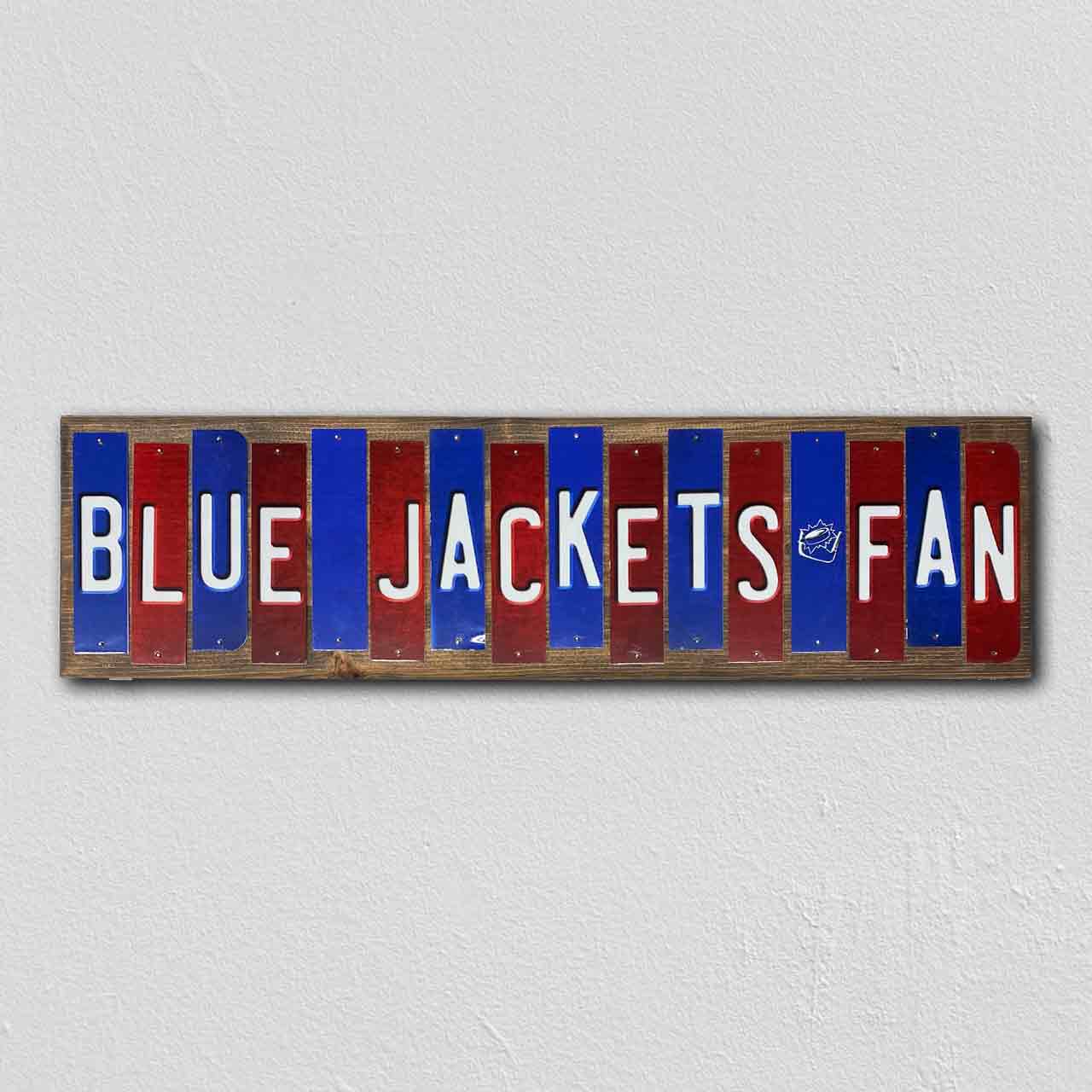Blue Jackets Fan Team Colors Hockey Fun Strips Novelty Wood Sign WS-821