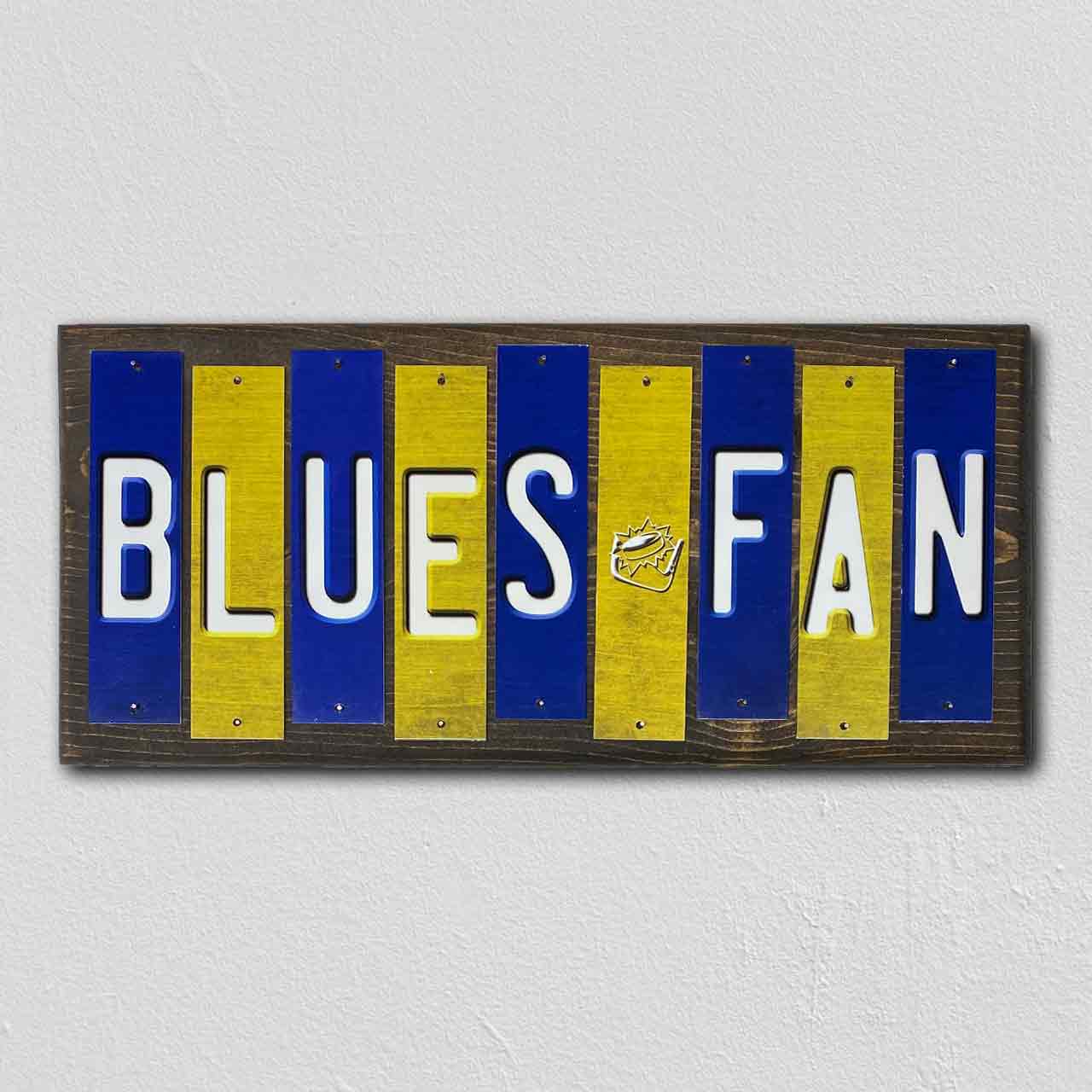Blues Fan Team Colors Hockey Fun Strips Novelty Wood Sign WS-823