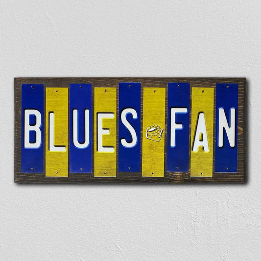 Blues Fan Team Colors Hockey Fun Strips Novelty Wood Sign WS-823