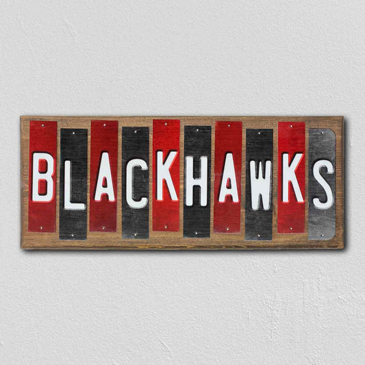 Blackhawks Team Colors Hockey Fun Strips Novelty Wood Sign WS-828