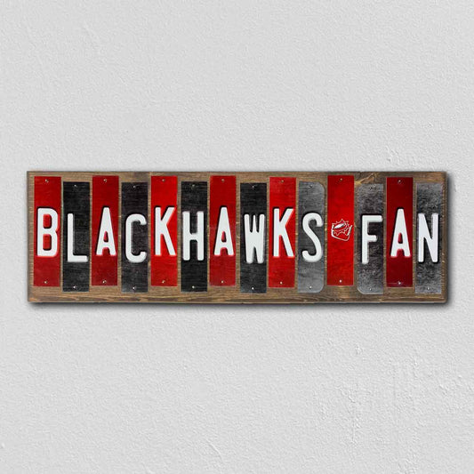 Blackhawks Fan Team Colors Hockey Fun Strips Novelty Wood Sign WS-829