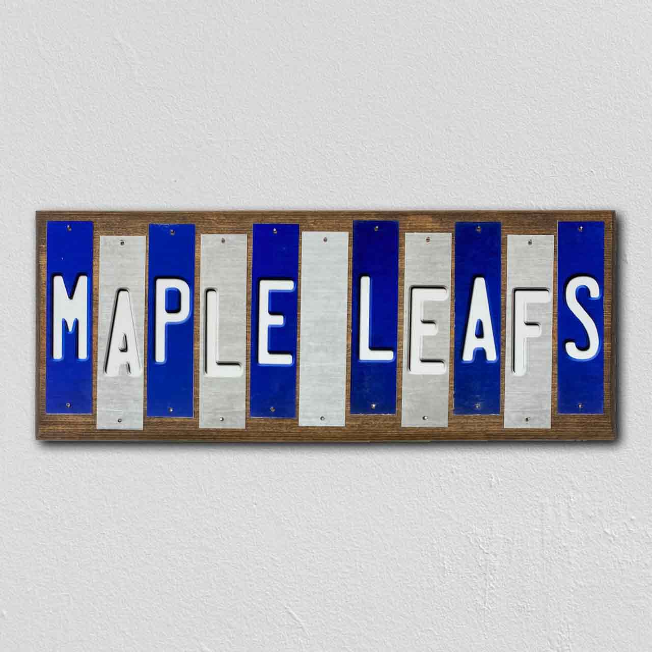 Maple Leafs Team Colors Hockey Fun Strips Novelty Wood Sign WS-832